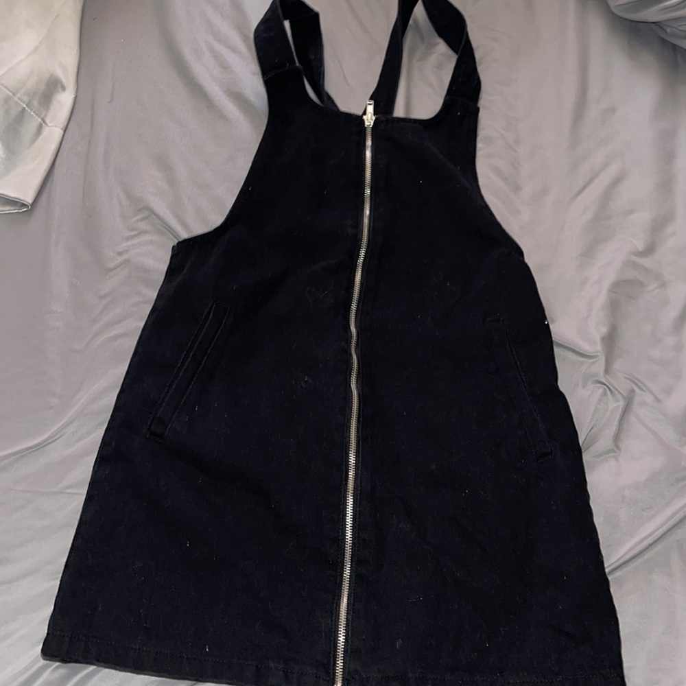 Black zip overall dress